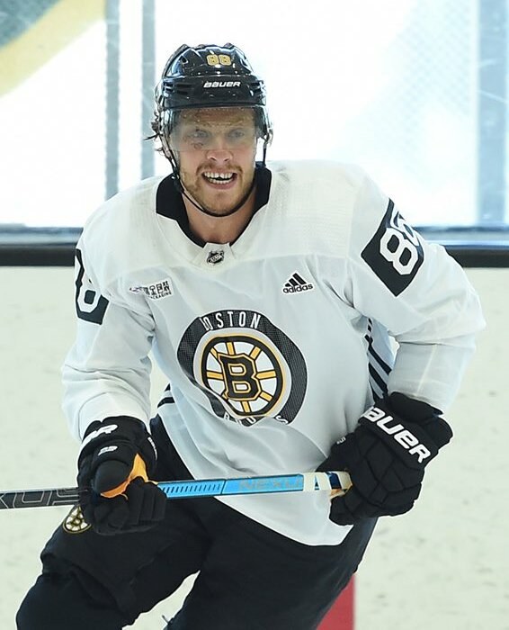 David Pastrnak playing ice hockey for the Boston Bruins