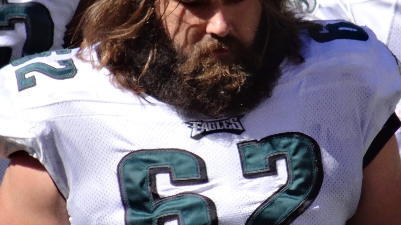 Jason Kelce in his Philadelphia Eagles playing days, before his fourth daughter was born