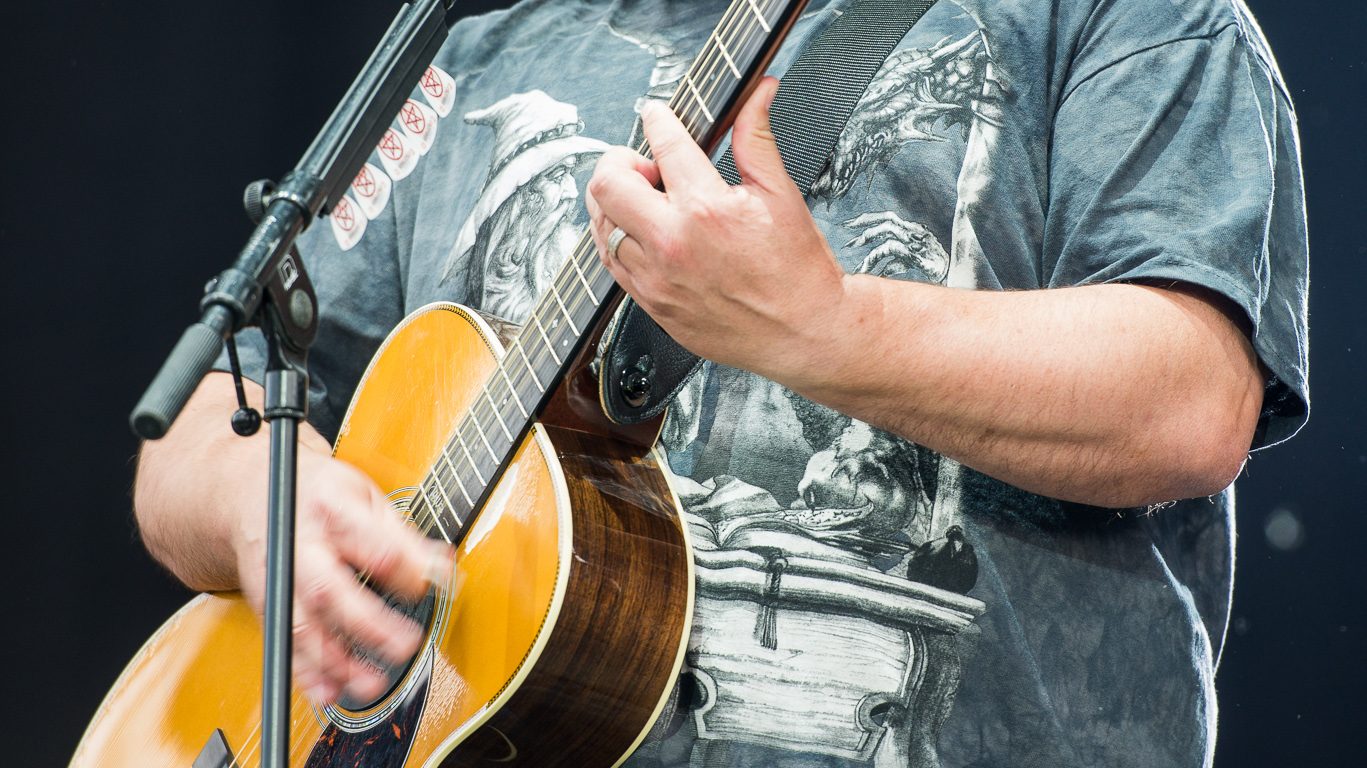 Jack Black performing with Tenacious D at the Rock im Park festival in 2016