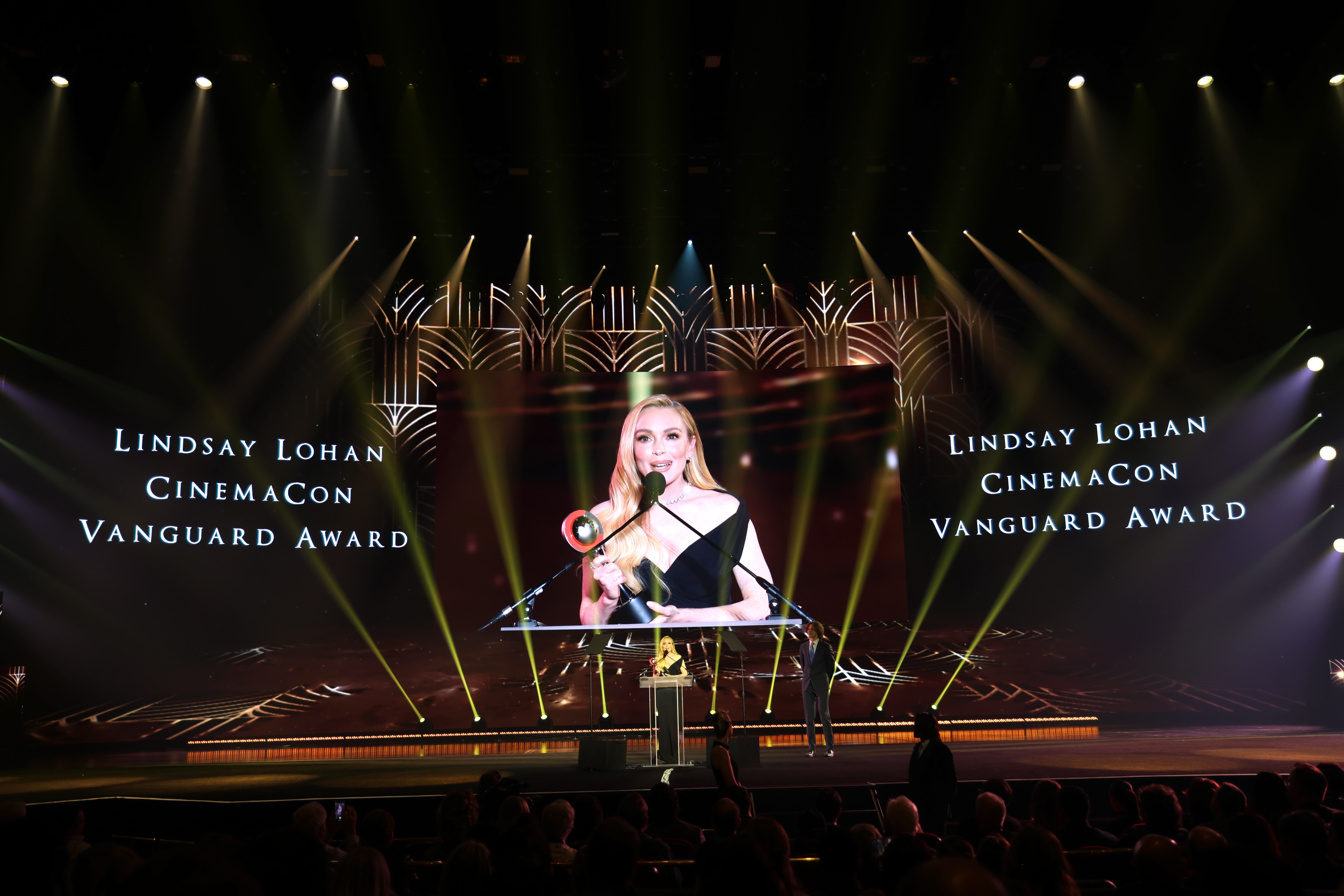 Lindsay Lohan photographed at CinemaCon 2025