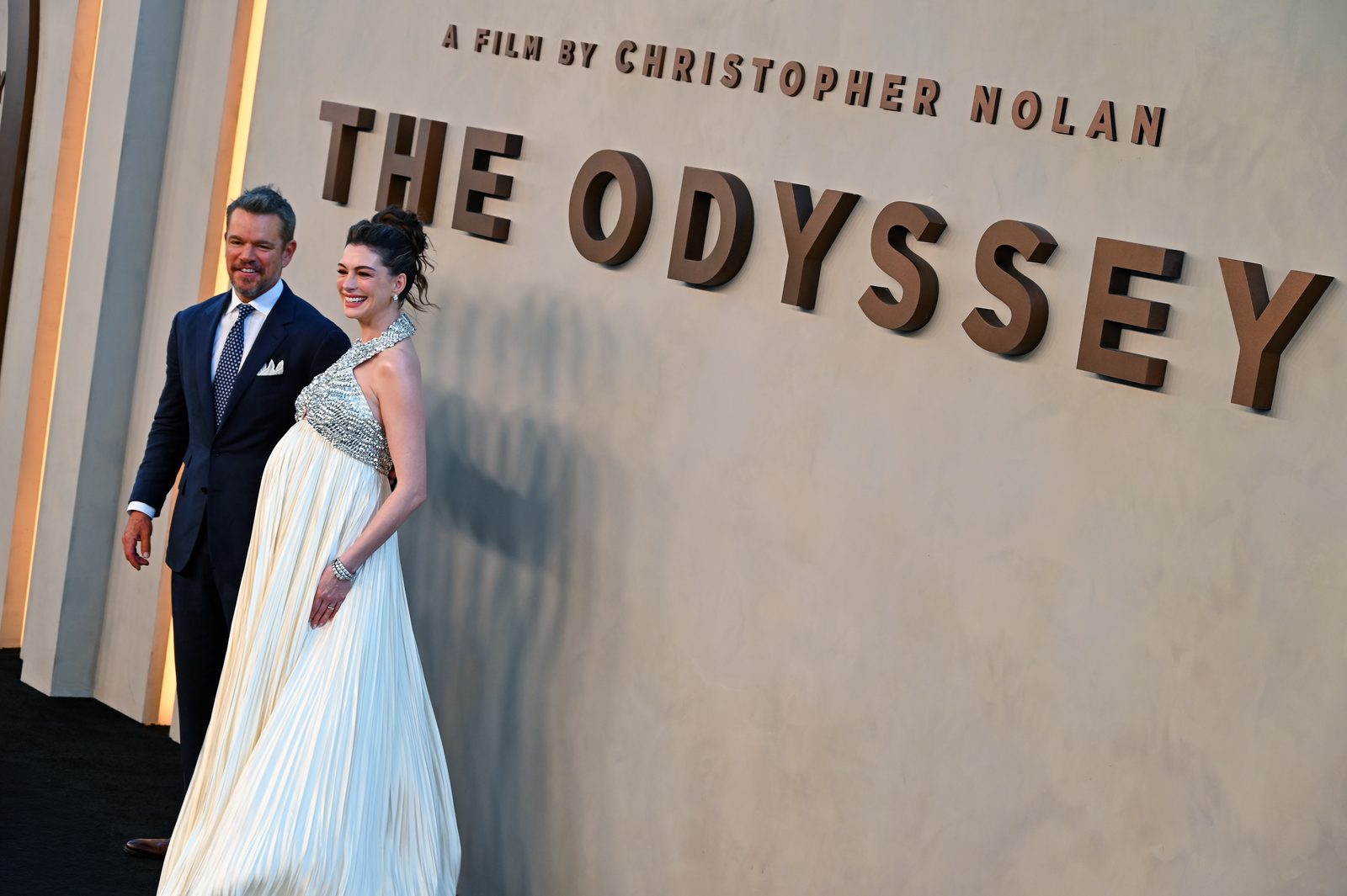 Matt Damon with Anne Hathaway at the New York premiere of The Odyssey in July 2026