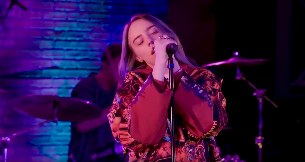 Billie Eilish performing for MTV in 2019