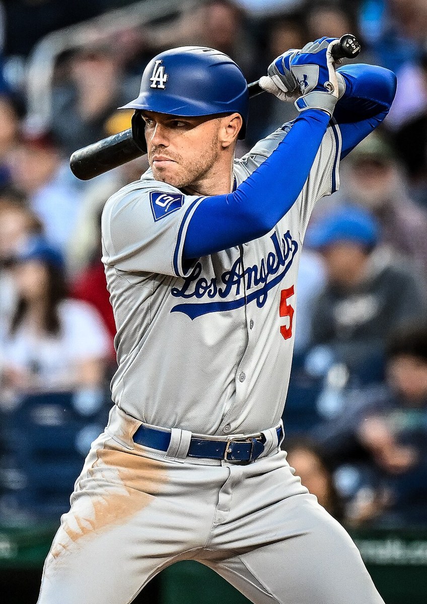 Freddie Freeman batting for the Los Angeles Dodgers