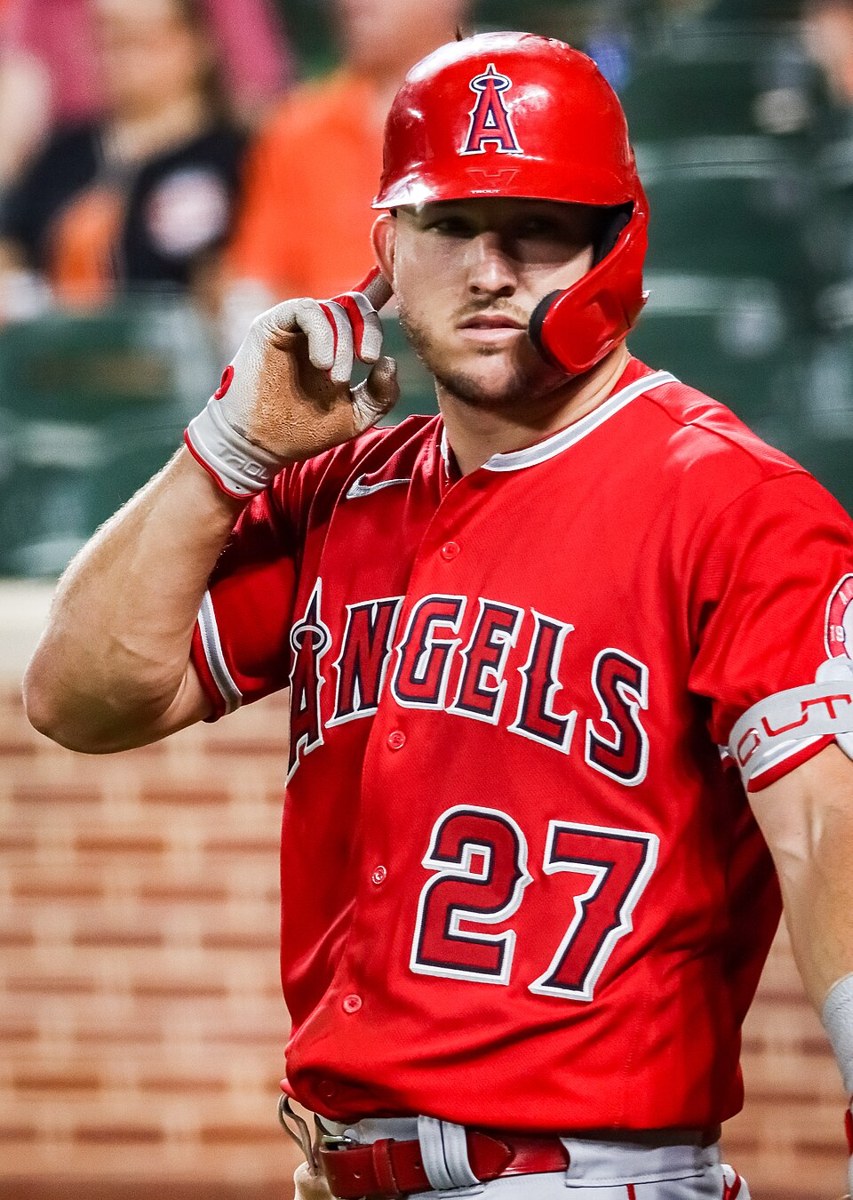 Mike Trout batting for the Los Angeles Angels