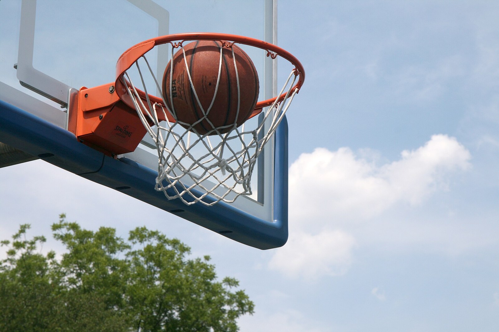 Thematic illustration: a basketball going through a hoop