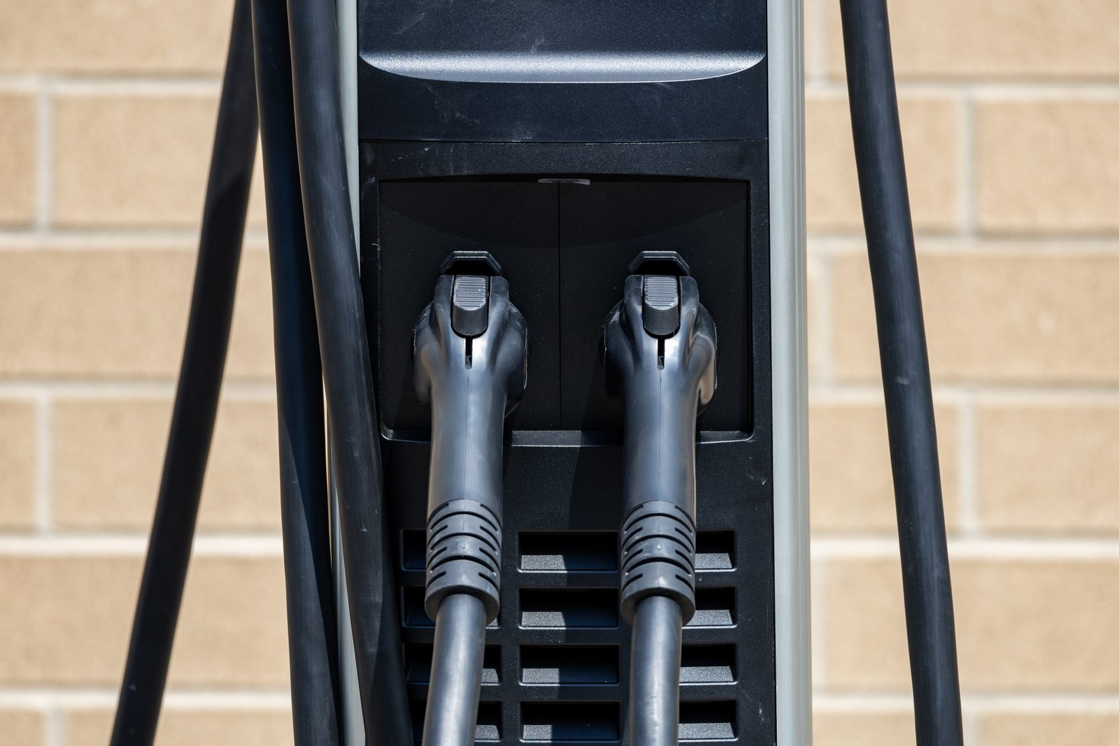 An electric vehicle charging station, the clean-transportation field where Jason Zimbler now works