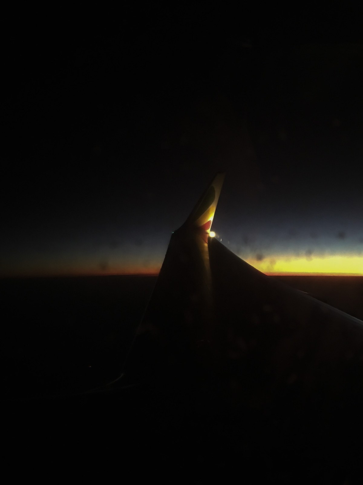 Thematic illustration: an airplane wing seen from a passenger window