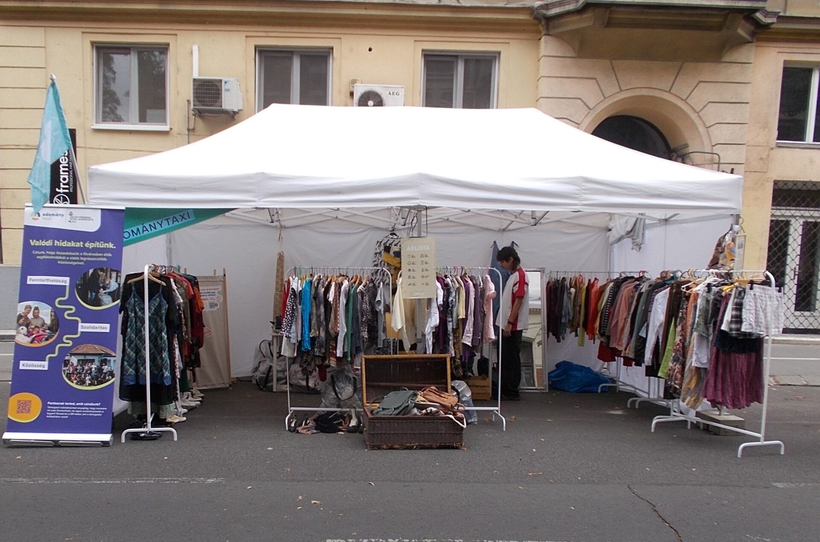 Thematic illustration: a charity donation drive tent
