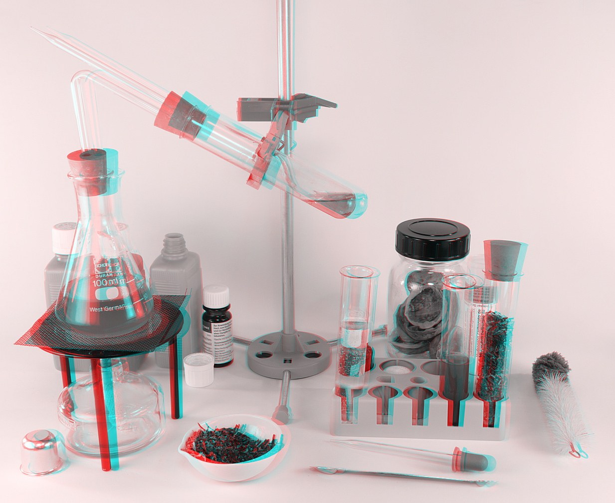 Thematic illustration: a chemistry lab with beakers