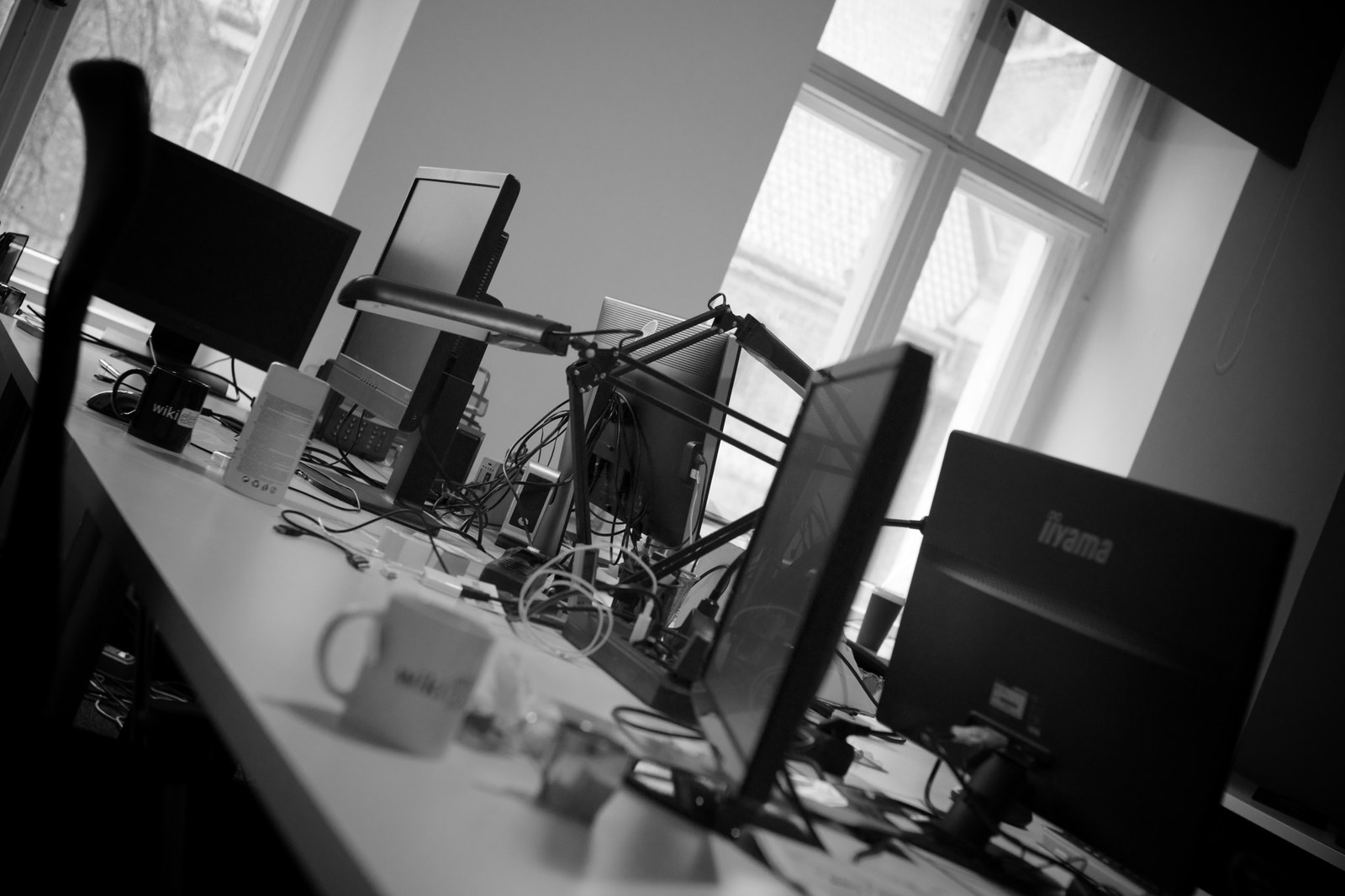 Thematic illustration: an office workstation with computers